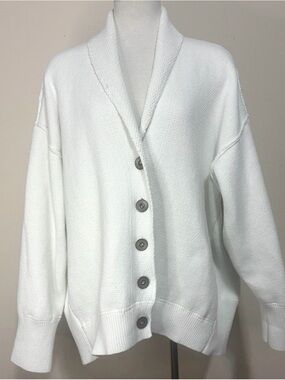 Free People Cream/White Heavy Knit button down Cardigan